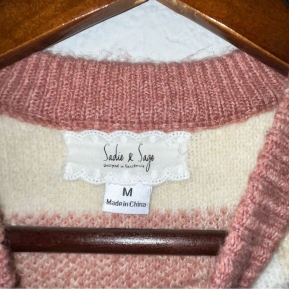 Kid's Sadie & Sage Mauve & Cream Gingham Print Sweater - Picture 7 of 8
